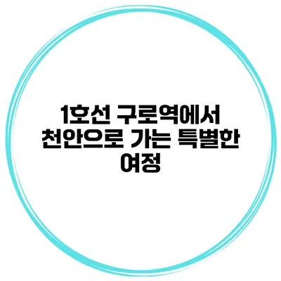 1호선 구로역에서 천안으로 가는 특별한 여정