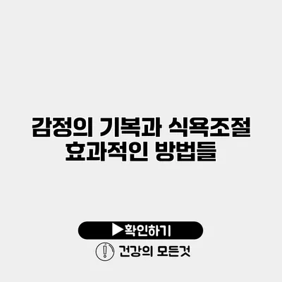 감정의 기복과 식욕조절 효과적인 방법들