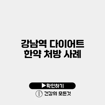 강남역 다이어트 한약 처방 사례