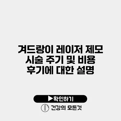 겨드랑이 레이저 제모 시술 주기 및 비용 후기에 대한 설명