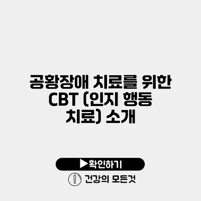 공황장애 치료를 위한 CBT (인지 행동 치료) 소개