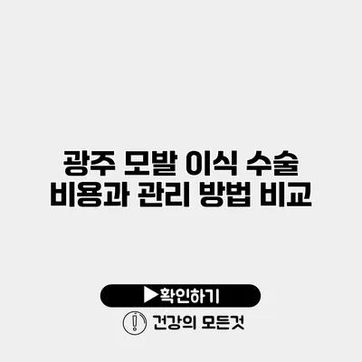 광주 모발 이식 수술 비용과 관리 방법 비교