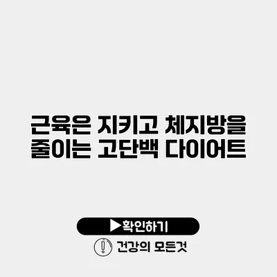 근육은 지키고 체지방을 줄이는 고단백 다이어트