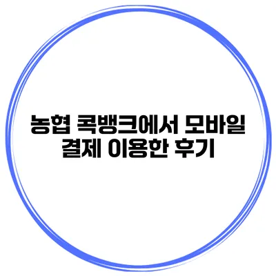 농협 콕뱅크에서 모바일 결제 이용한 후기