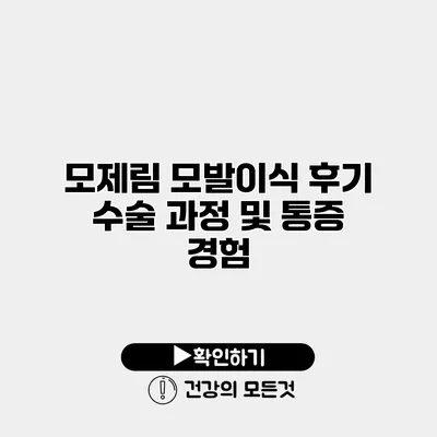 모제림 모발이식 후기 수술 과정 및 통증 경험