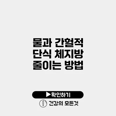 물과 간헐적 단식 체지방 줄이는 방법