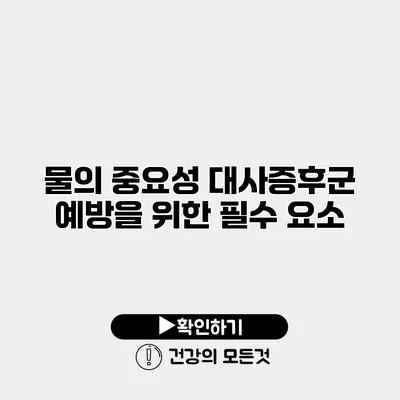 물의 중요성 대사증후군 예방을 위한 필수 요소