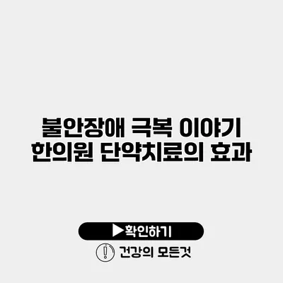 불안장애 극복 이야기 한의원 단약치료의 효과