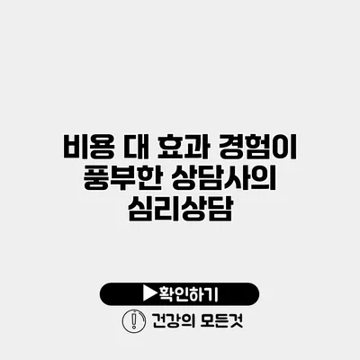 비용 대 효과 경험이 풍부한 상담사의 심리상담