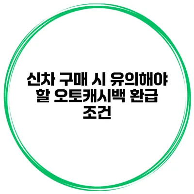 신차 구매 시 유의해야 할 오토캐시백 환급 조건