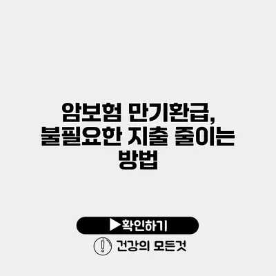 암보험 만기환급, 불필요한 지출 줄이는 방법