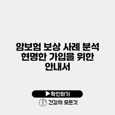 암보험 보상 사례 분석 현명한 가입을 위한 안내서