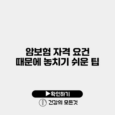 암보험 자격 요건 때문에 놓치기 쉬운 팁