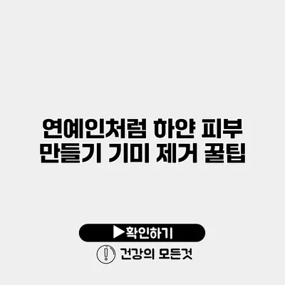 연예인처럼 하얀 피부 만들기 기미 제거 꿀팁