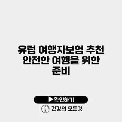 유럽 여행자보험 추천 안전한 여행을 위한 준비