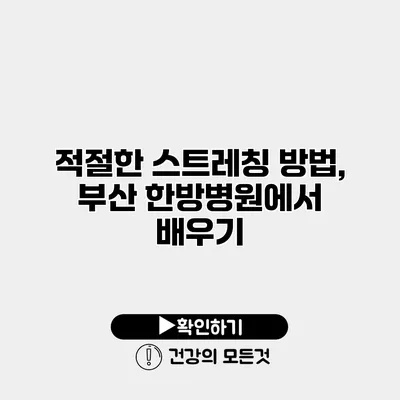 적절한 스트레칭 방법, 부산 한방병원에서 배우기
