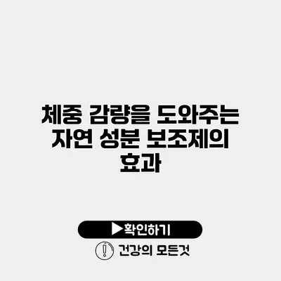 체중 감량을 도와주는 자연 성분 보조제의 효과