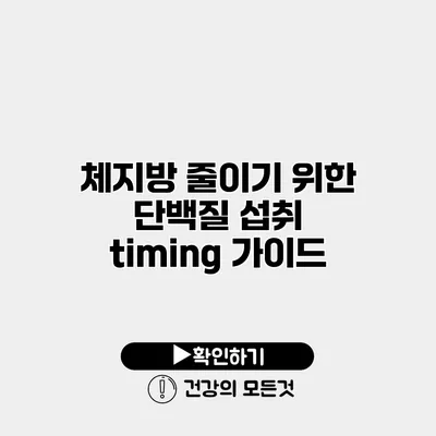 체지방 줄이기 위한 단백질 섭취 timing 가이드