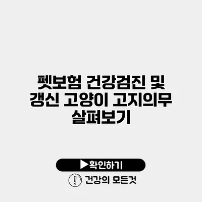 펫보험 건강검진 및 갱신 고양이 고지의무 살펴보기