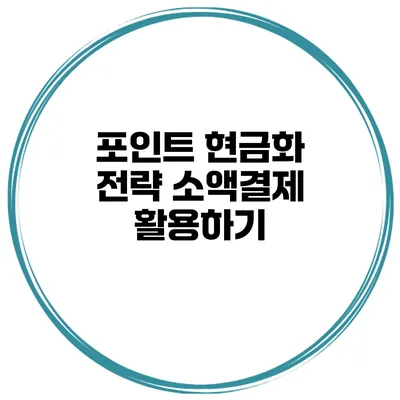 포인트 현금화 전략 소액결제 활용하기
