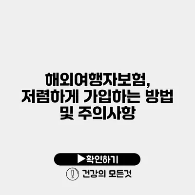 해외여행자보험, 저렴하게 가입하는 방법 및 주의사항