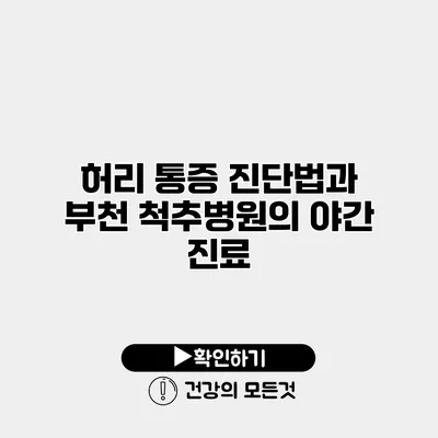 허리 통증 진단법과 부천 척추병원의 야간 진료