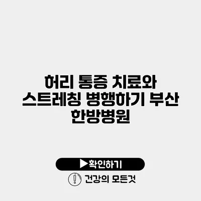 허리 통증 치료와 스트레칭 병행하기 부산 한방병원