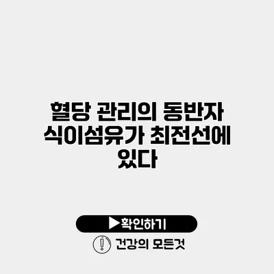 혈당 관리의 동반자 식이섬유가 최전선에 있다