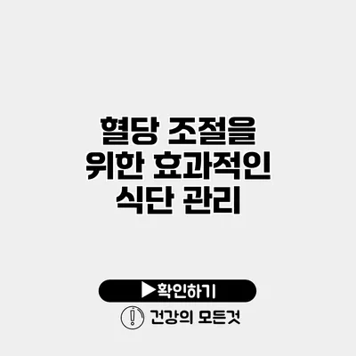 혈당 조절을 위한 효과적인 식단 관리