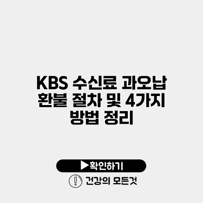 KBS 수신료 과오납 환불 절차 및 4가지 방법 정리