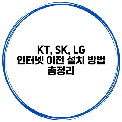 KT, SK, LG 인터넷 이전 설치 방법 총정리