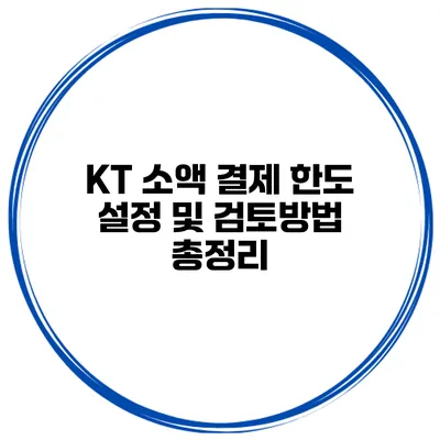 KT 소액 결제 한도 설정 및 검토방법 총정리