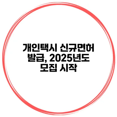 개인택시 신규면허 발급, 2025년도 모집 시작