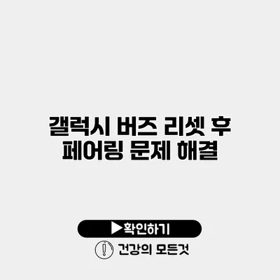 갤럭시 버즈 리셋 후 페어링 문제 해결