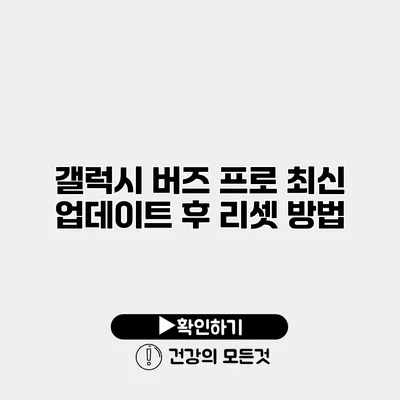갤럭시 버즈 프로 최신 업데이트 후 리셋 방법