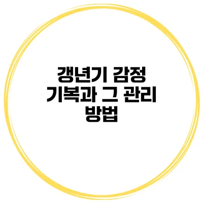 갱년기 감정 기복과 그 관리 방법