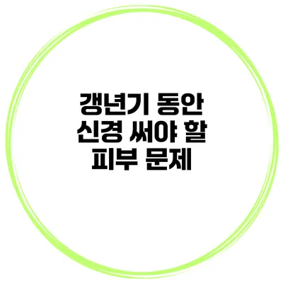 갱년기 동안 신경 써야 할 피부 문제
