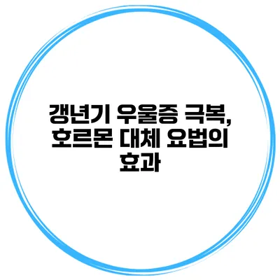 갱년기 우울증 극복, 호르몬 대체 요법의 효과