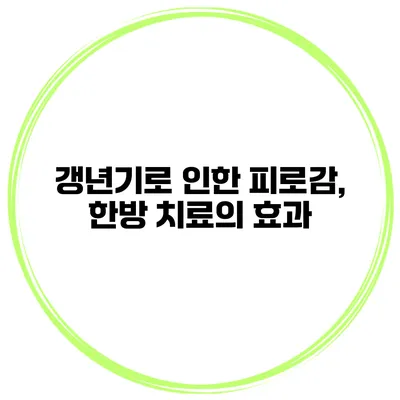 갱년기로 인한 피로감, 한방 치료의 효과