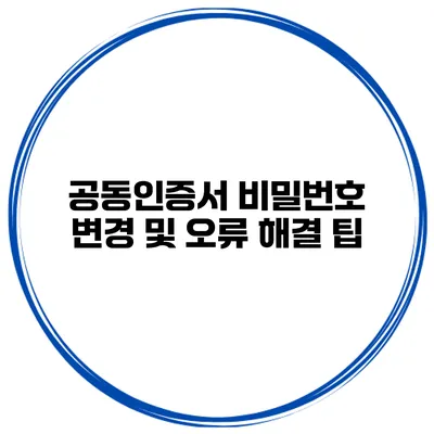 공동인증서 비밀번호 변경 및 오류 해결 팁