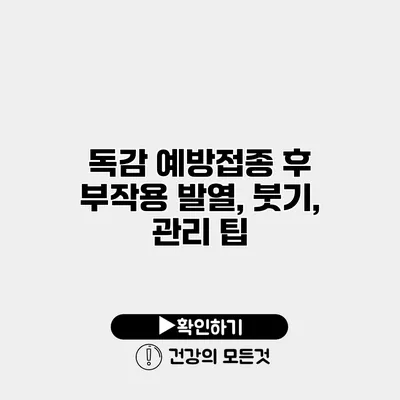 독감 예방접종 후 부작용 발열, 붓기, 관리 팁