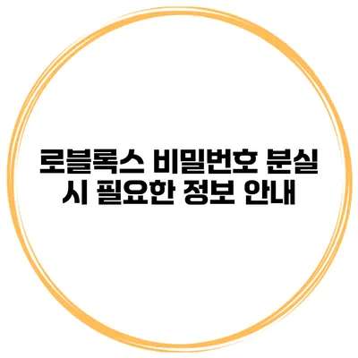 로블록스 비밀번호 분실 시 필요한 정보 안내