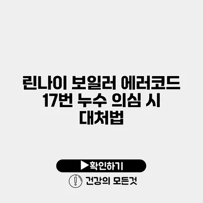린나이 보일러 에러코드 17번 누수 의심 시 대처법