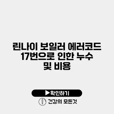 린나이 보일러 에러코드 17번으로 인한 누수 및 비용
