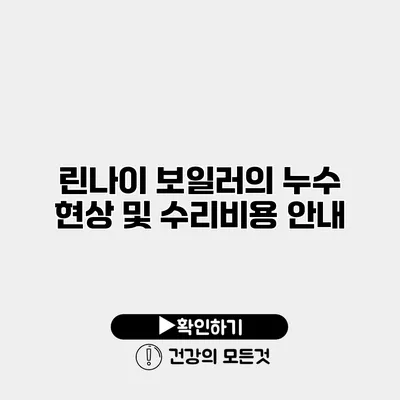 린나이 보일러의 누수 현상 및 수리비용 안내