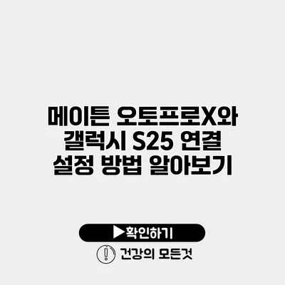 메이튼 오토프로X와 갤럭시 S25 연결 설정 방법 알아보기