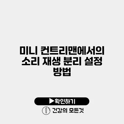 미니 컨트리맨에서의 소리 재생 분리 설정 방법