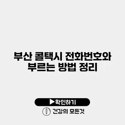 부산 콜택시 전화번호와 부르는 방법 정리