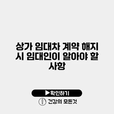 상가 임대차 계약 해지 시 임대인이 알아야 할 사항