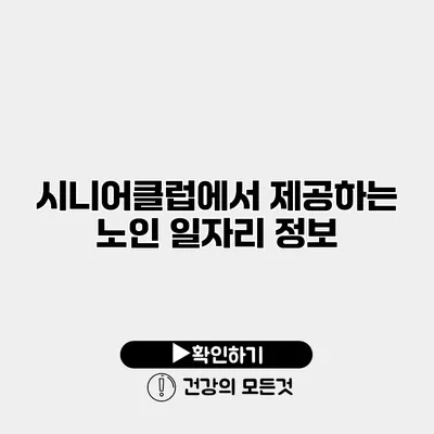 시니어클럽에서 제공하는 노인 일자리 정보